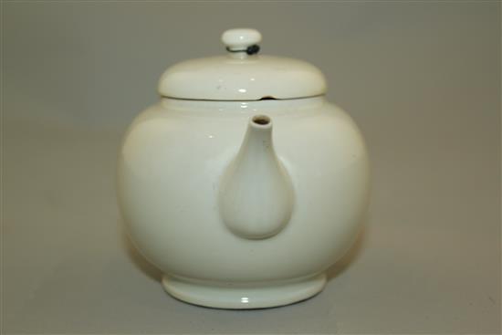 A Japanese white glazed porcelain globular teapot and cover, late 19th / early 20th century, height 9.5cm